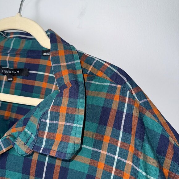 Synrgy Mens 4XL Plaid Button-Down Shirt Long Sleeve Cotton Multicolor - Picture 4 of 7